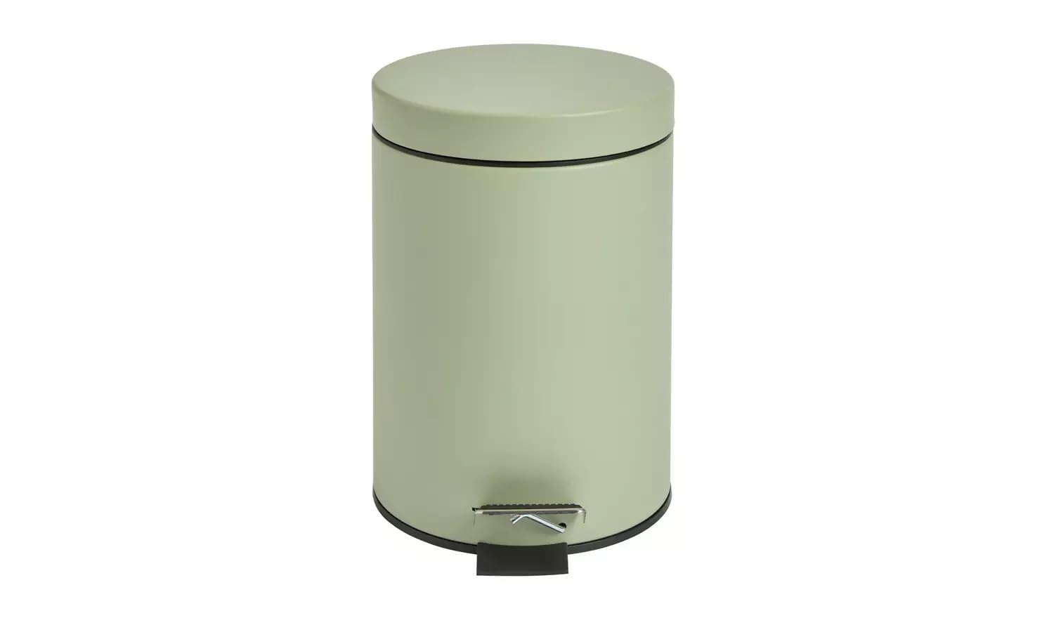 AIDNI Round Metal Step Pedal Bin, Sage Green, 3L Capacity, Bathroom Waste Container with Lid
