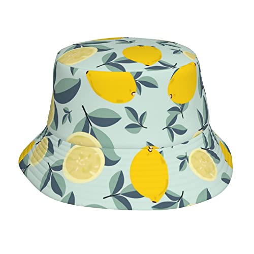 IQOPPEDR Chapeau cloche jaune citron et demi-citron pour homme et femme - Chapeau bob de plage, voyage, été, extérieur, chapeau de pêcheur, Comme indiqué sur la photo, Taille unique