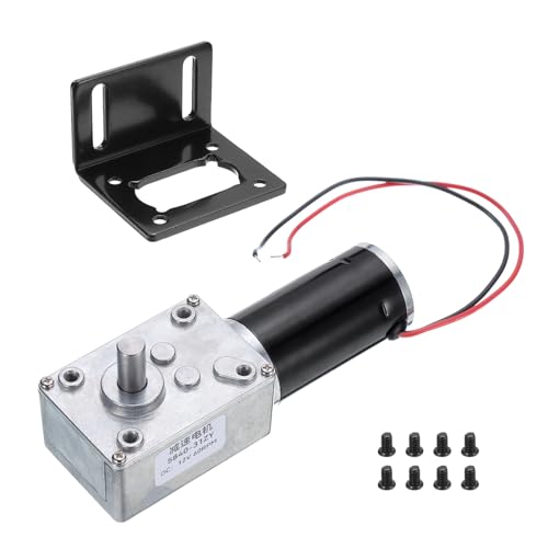 MECCANIXITY DC 12V High Torque Turbine Worm Geared Motor with 8mm Shaft 60RPM Geared Motor with Wire for Electric Fireplace