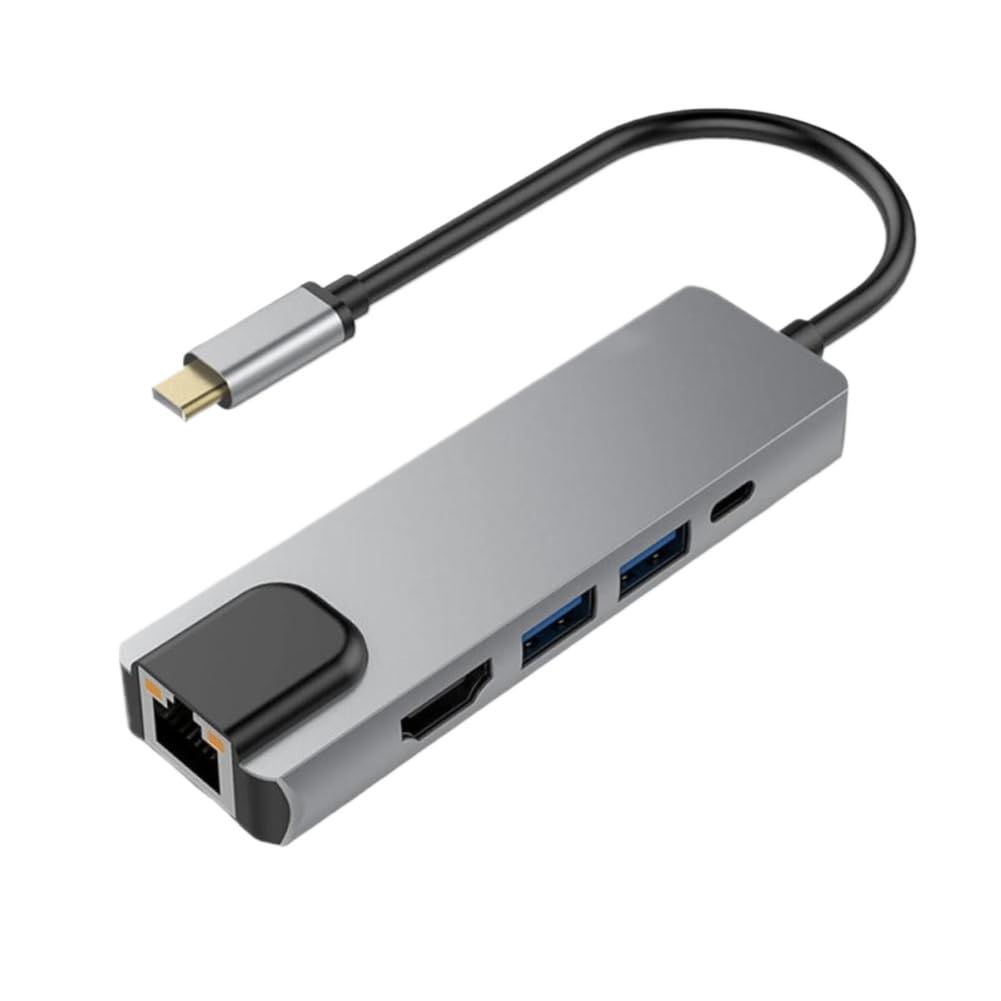 Hub USB tipo C compatibile con S21 Dex 13 TV Mouse RJ45 4K compatibile HDMI VGA SD TF USB 3.0 2.0 Docking (grigio 5 in 1)