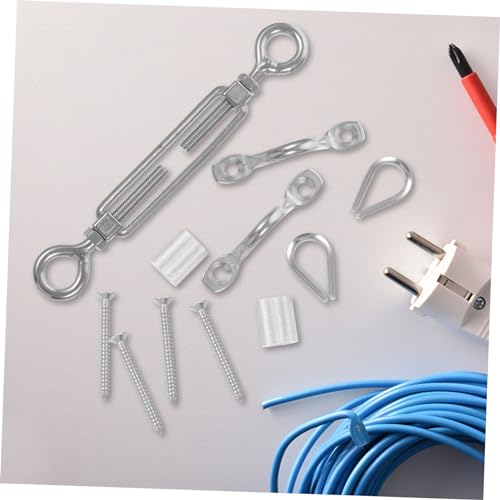 Sosoport tensores ajustables de acero inoxidable con extremos de ojo, resistentes para uso arquitectónico y decorativo con gancho seguro y cable miniatura 3