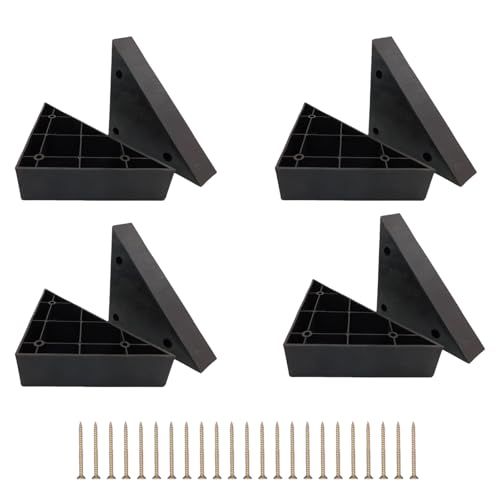Lighibeuty 8 Pcs Black Triangle Plastic Replacement Couch Legs with Screws, Universal Sofa Feet Furniture Legs 5.71"×5.71"×1.6" - Heavy Duty, Easy Install, for Sofa, Bed, Chair, Cabinet by Lighibeuty - Used condition - US$13.99