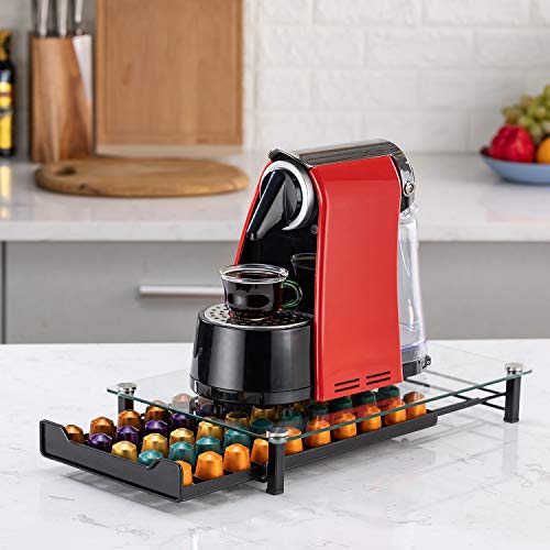 Rice Rat Coffee Pod Storage Holder Capsules Originaline Drawer Organizer, Crystal Tempered Glass (50 Pods) #TOP1