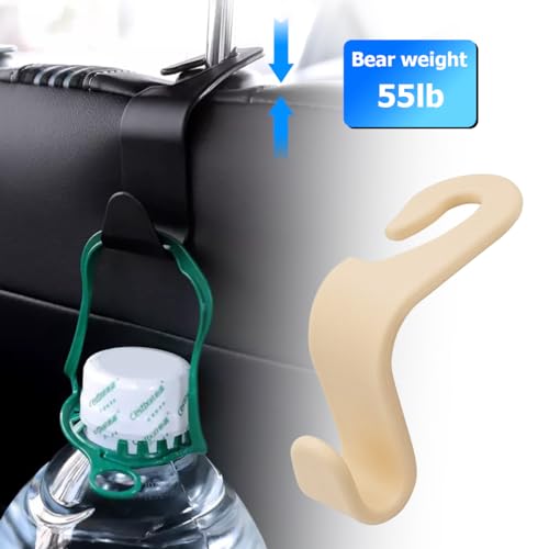 Image of 4PCS Car Seat Headrest Hooks, Auto Back Seat Hanger Holder, Durable Stylish Vehicle Organizer Universal Car Interior Accessories, Storage Hooks for Purses, Bags, Clothes, Coats, Hats (Beige /4PCS)