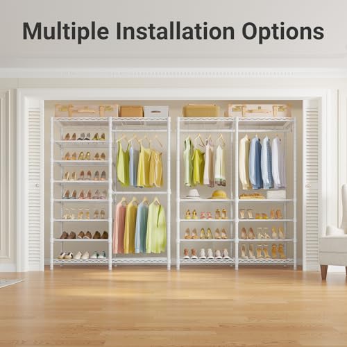 Image of VIPEK S2 8-Tier Shoe Rack with Hanging Rods, Heavy Duty Garment Rack, White