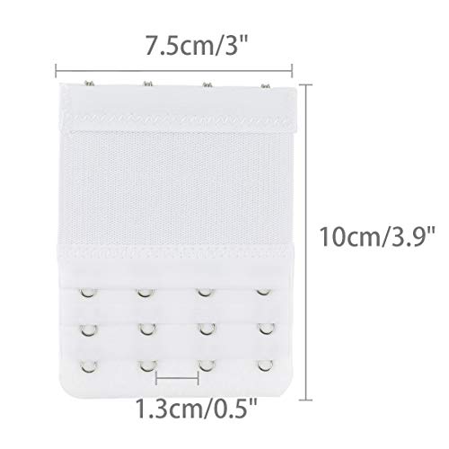 Uxcell 2Pcs Bra Strap Extenders Set 3 Rows 2 Hooks/3 Hooks/4 Hooks Elastic Bra Hook Extensions 4-Hooks White #TOP2