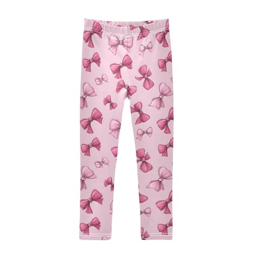 Girls Leggings Pink Bows Printed Soft Toddler Leggings for Girls Kids Pants Size 4T-10T