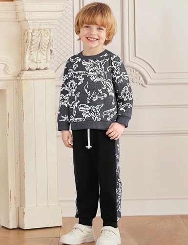 Image of Toddler Boys Dinosaur Sweatshirt and Jogger Pants Outfit Set, Ages 2-10