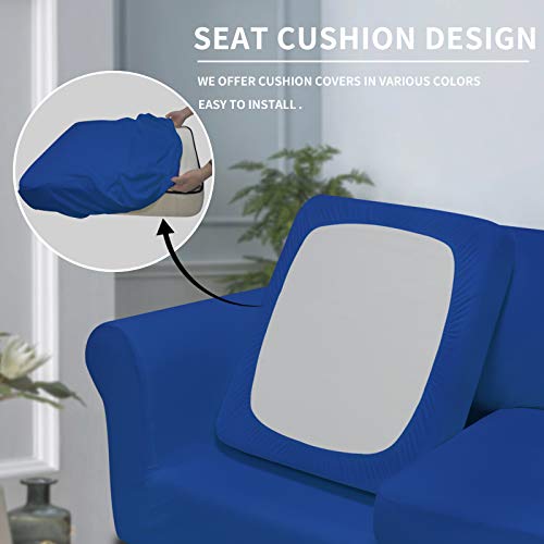 Image of Easy-Going 4 Pieces Oversized Stretch Couch Cover for Dogs Washable | Sectional Sofa Slipcover for 3 Separate Cushion Couch - Elastic Furniture Protector for Pets, Kids Classic Blue