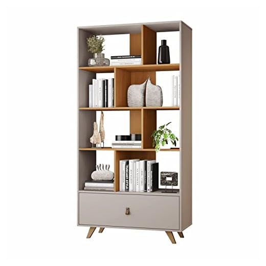 Estante Livreiro Giga 1 Gaveta 4 Prateleiras Off White Cinamono