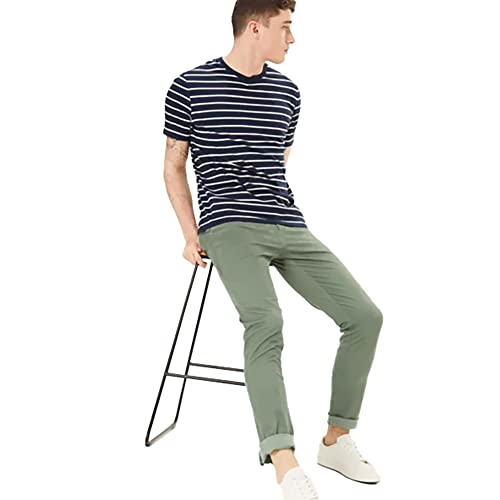 Image of Marks & Spencer Mens Solid Mid Rise Slim Fit Chinos