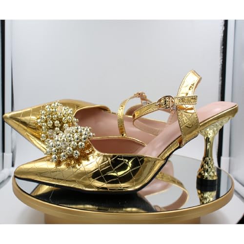 Women's Patent Leather Pearl Dress Wedding Kitten Heel Sandals Fashion Closed Pointed Toe Shallow Mouth Adjustable Ankle Strap High Heels for Business Paty Pumps3