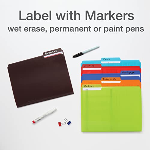 Oxford Pasta de arquivo de poliéster, pacote com 24 pastas de arquivo de plástico, abas de corte 1/3