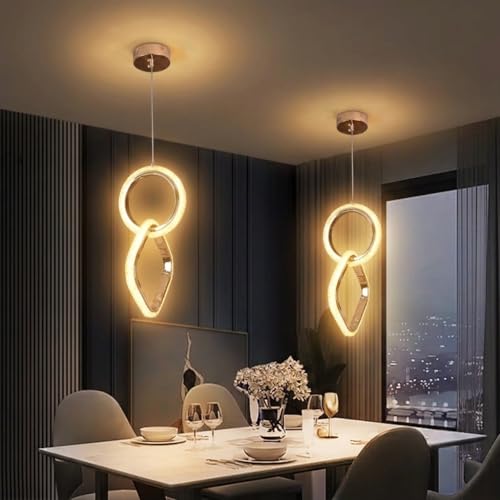 Image of Groeien 12W 3 Color Gold LED Diamond Orbit Pendant, Home Ceiling Lamp