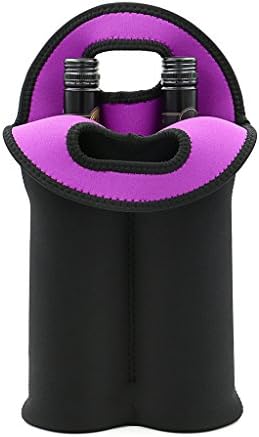BTSKY Double-Bottle Insulated Neoprene Wine Champagne Bottle Tote Carrier Beer Water Cans Bottle Drinks Tote Carrying Bag Black