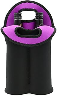 Hipiwe Wine Carrier Tote Bag Two Bottle Insulated Neoprene Wine/Water Bottle Holder