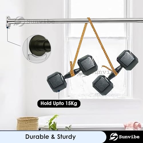 Image of SUNVIBE Plastic Adhesive Shower Curtain Rod Holder | No Drilling | Invisible Wall Mount Holder (Rod Not Included) (4 pc, Transparent)