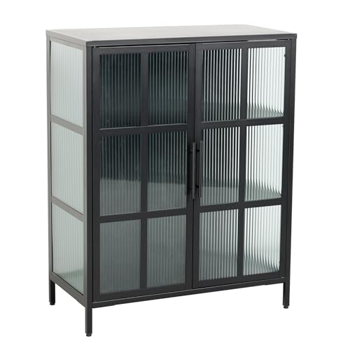 riess-ambiente.de Industrial Vitrine DURA Steel 80cm schwarz Metall Riffelglas