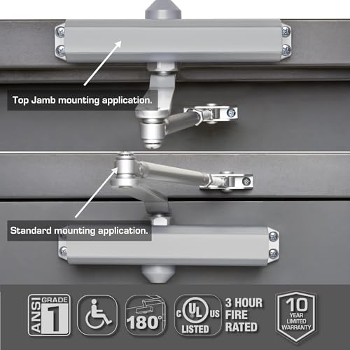 Cierrapuertas comercial de aluminio Brinks resistente para puertas de locales 7