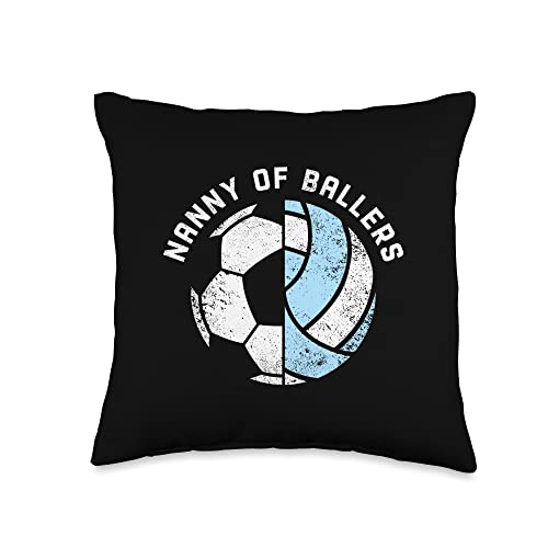Nanny Of Ballers Funny Soccer Volleyball Grandma Nanny Throw Pillow