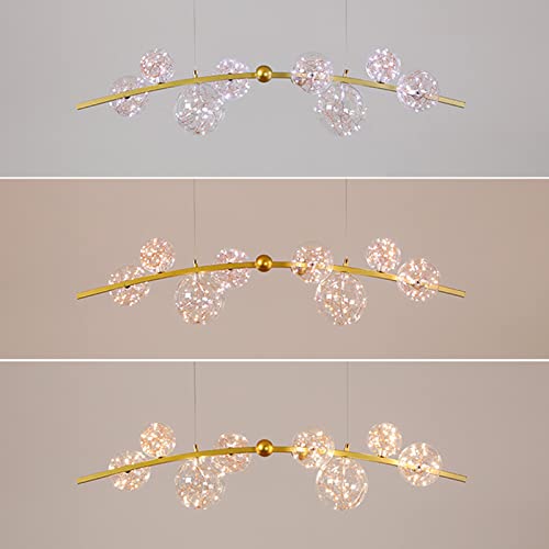 Chandelier globe asymétrique moderne design architectural doré luxe - 2