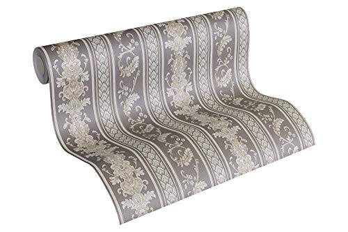 A.S. Création Vliestapete Hermitage 10 Tapete klassisch neo-barock 10,05 m x 0,53 m grau schwarz Made in Germany 335475 33547-5