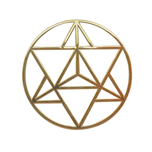 RELIGHT マカバ 六芒星 ステッカー シール 金属製 オルゴナイト デコ素材 神聖幾何学 ダビデの星 ヘキサグラム 風水 陰と陽 調和 金色 4㎝ 2枚入りのサムネイル