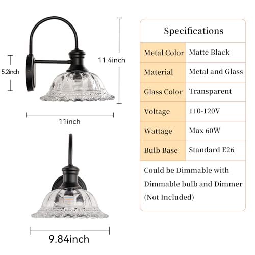 Image of HDDFL Wall Scones Matte Black Wall Lighting Fixture Modern Indoor Lamp for Bedroom Living Room Door Header