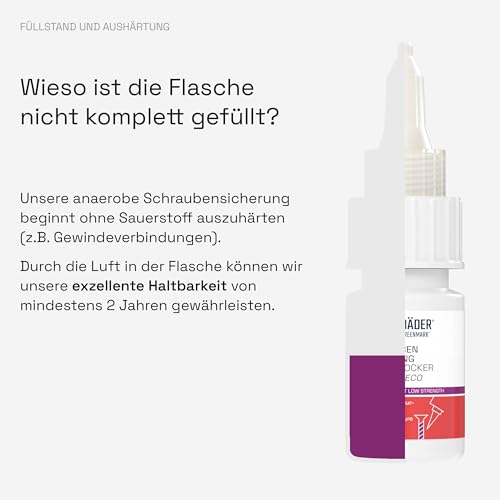 Bäder Schraubensicherung Niedrigfest B222Eco Lila - Schraubenkleber 10ml, Gewindekleber, hitzebeständiger Kleber, Gewindedichtung flüssig, Gewinde Dichtmittel, Metall Kleber, Industrie Kleber