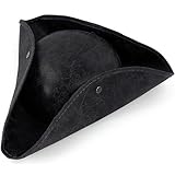 Halloween Pirate Hat for Women Men Brown Distressed Leather Colonial Style Tricorn Adult Novelty Hat Party Headwear Pirate Cap Fancy Dress Medieval Costume Cap Accessory for Festival Theme Cosplay