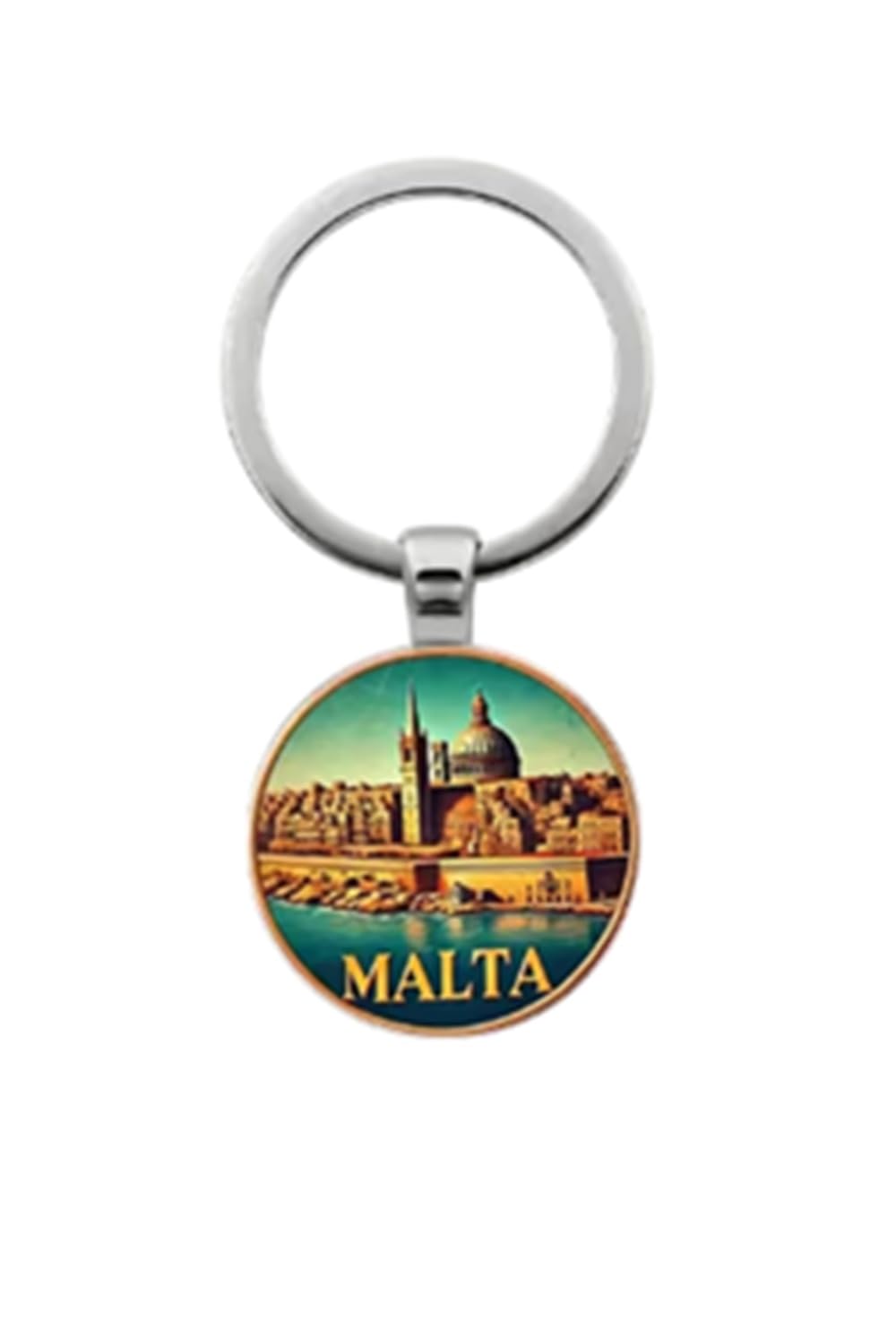 Cmj Unisex Brown Cmj™ Malta Keyring Glass Dome Keychain Travel Uk Seller
