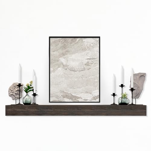 Image of MCS 72-Inch Mantel, Master & Co Espresso Finish Solid Wood Floating Fireplace Mantel, Long Floating Shelf for Livingroom with Wood Cleat Hanging System, Photo and Home Decor Display Shelf