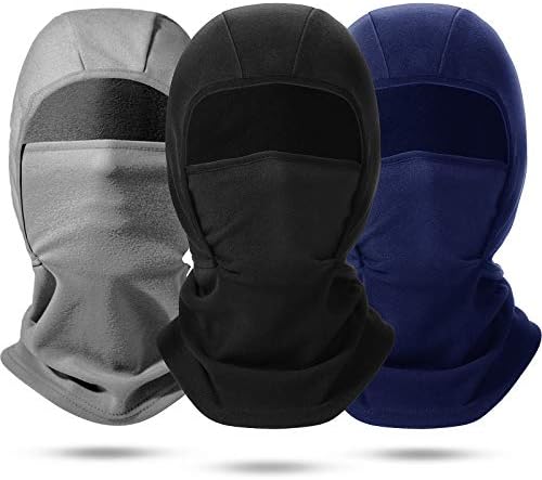 3 Pieces Kids Balaclava Hat Winter Ski Face Covering Windproof Thermal Neck Warmer Gaiter for Cold Weather Outdoor Sports (Black, Gray, Navy Blue)