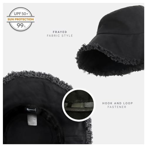 Image of CHOK.LIDS Frayed Bucket Hats for Women Men Unisex Trendy Washed Cotton Floppy Wide Brim Boonie Outdoor Summer Beach Headwear