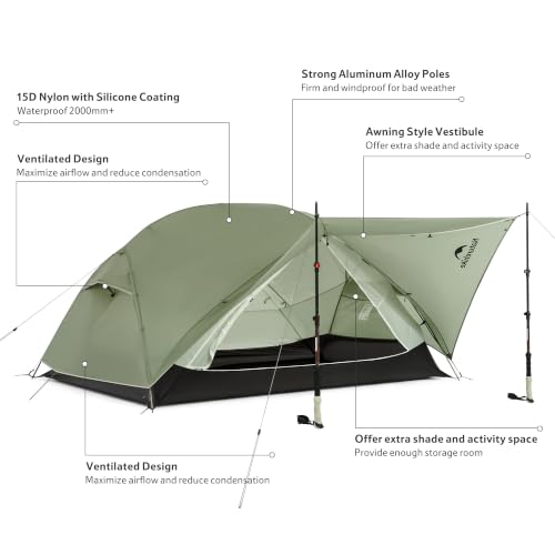 Image of Naturehike Mongar Upgraded 1 /2 /3 Person Backpacking Tent,Waterproof Lightweight Camping Tent with Footprint
