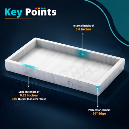 Image of LivingBasics 1Pc Rectangle Silicone Countertop & Vanity Tray, Tray for Soap Dispenser Bottles, Bathroom Accessories Trays for Toiletries /Kitchen Sink, Cosmetic /Coffee Table Organizer Display Holder