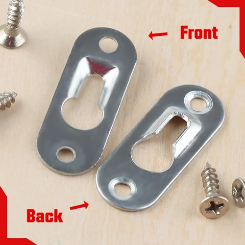 Image of 30 Pieces Single Keyhole Hangers with 70 Pieces Screws Metal Keyhole Hanging Fasteners Metal Keyhole Hanging Plates Hanging Brackets Picture Hanging Hardware for Mirror Picture Frame Cabinet