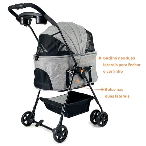 Carrinho de passeio com berço removível para Pet, animal de estimação, cachorro, cão, gato de médio