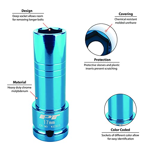 Image of Performance Tool W32923 Performance Tool 1 /2-Inch Impact Drive 17mm Thin Wall Socket , Blue