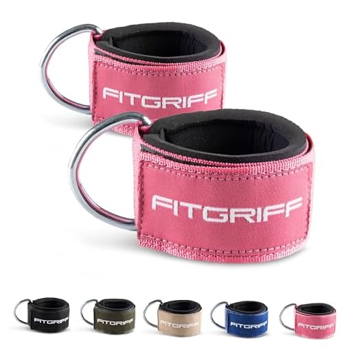 Fitgriff® Tobillera para Polea (Acolchado)- 2 Piezas Correas Tobillos Gym Cable Maquinas, Gimnasio, Fitness - Mujeres y Hombres (Pink)