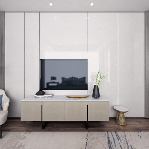 Image of WISDOM White Glossy Vinyl Wallpaper Self Adhesive Removable Waterproof Countertop Paper White Contact Paper for Cabinet Countertop Furniture Kitchen (15 x 60 inch, Vinyl Glossy Wallpaper)