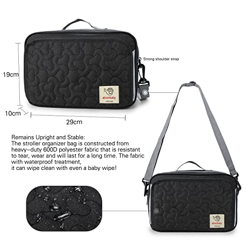 MOMIGO Baby Diaper Bag Stroller Bag - Diaper Caddy Tote Baby Stroller Bag for Diapers, Wipes & Toys (Black Flower)