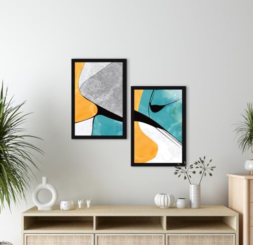 Image of ArtX Paper Scenery Aesthetic Wall Decor Paintings with Frame for Home Decoration, Framed Painting for Wall Decoration, Wall Decor For Living Room, Set Of 2