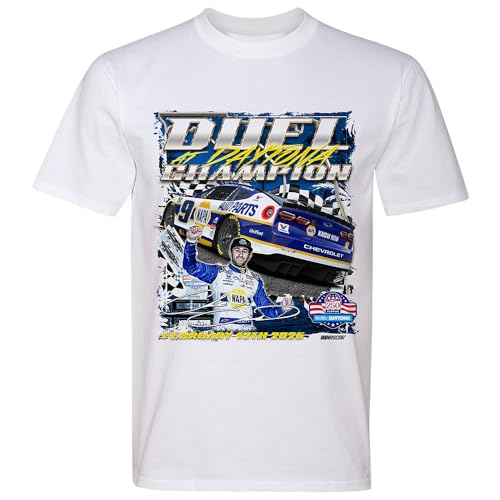 Classic Ink Chase Elliott 2026 Daytona Duel 2 Race Win T-Shirt (US Alpha X-Large Regular Regular) White