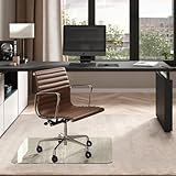Vitrazza Glass Office Chair Mat – 36” x 42” Desk Mat with Clear Safety Glass/Creates Smooth, Easy Glide/Protects Against Carpet Imprints/Perfect for Home and Office Spaces (Chiaro)