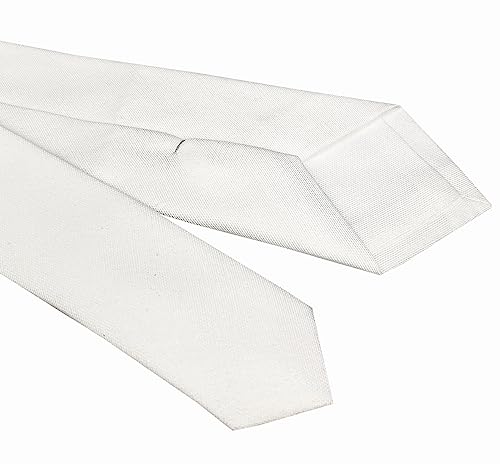 Image of Elfeves Men's Skinny Solid Color Tie Causal Cotton Linen Narrow Slim cut Necktie