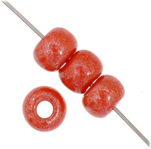 John Bead 500g 1/0 Czech Glass Seed Beads (6.6mm Diameter) Rocaille Opaque Orange Luster DIY Jewelry Making Beads by Preciosa (Jablonex)