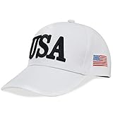 DISHIXIAO USA Baseball Cap Polo Style Adjustable Embroidered Dad Hat American Flag for Men and Women White