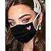 YOMEESOUL 50pcs Cute Disposable Face Masks, Pink And Black Masks with Hearts Printed, 3-Ply Full Protection for Women Teen Girls (Pink Hearts)