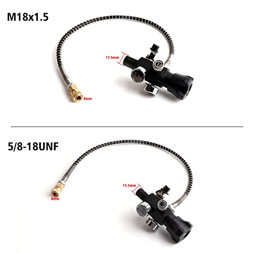 Owfeel 5/8-18Unf Din Valve Scuba Adapter With Gauge, Pcp Scuba Tank Valve 4500Psi Working Pressure With 22-Inch-Long Black Hose For Air Tank, Pcp Air Rifle, Paintball, And Hpa Tank (5/8-18Unf Threads) #TOP1